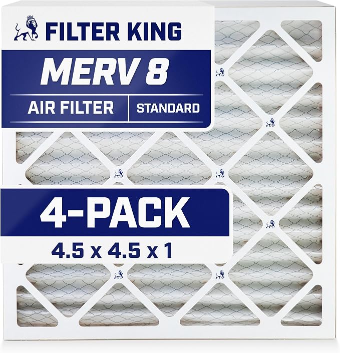 Filter King 4.5x4.5x1 Air Filter | 4-PACK | MERV 8 HVAC Pleated A/C Furnace