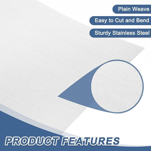 uxcell 2Pcs 50 Mesh 39" x 12" Woven Wire Mesh, 304 Stainless Steel Air Vent