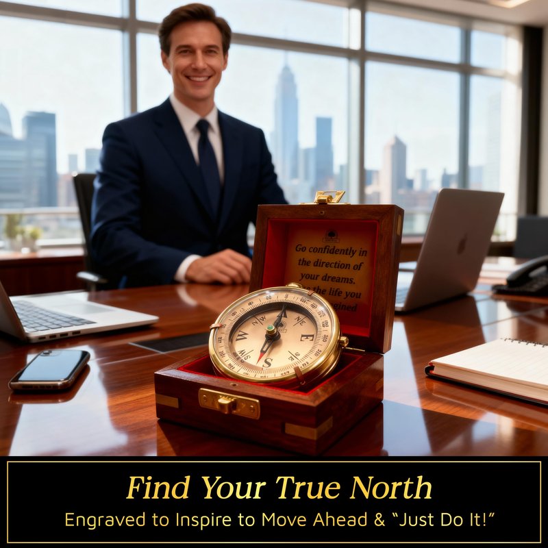 The Dream Chaser Compass - Go Confidently -2026 Unique Graduation Gifts for Him, College, High School, Cool Birthday Gift Idea for Son, Boys, Motivational Greeting Card Included