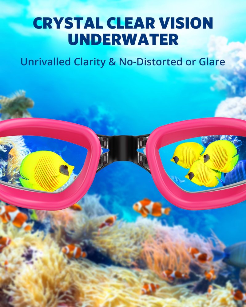 Aegend Swim Goggles, 2 Pack Swimming Goggles No Leaking Adult Men Women Youth, Raspberry-red Black & Gray Silver