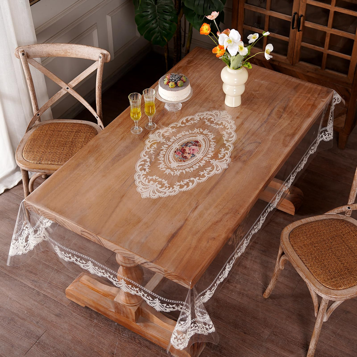 Artbloss Clear Table Cover Protector Vinyl PVC Table Cloth, 55" x 120"