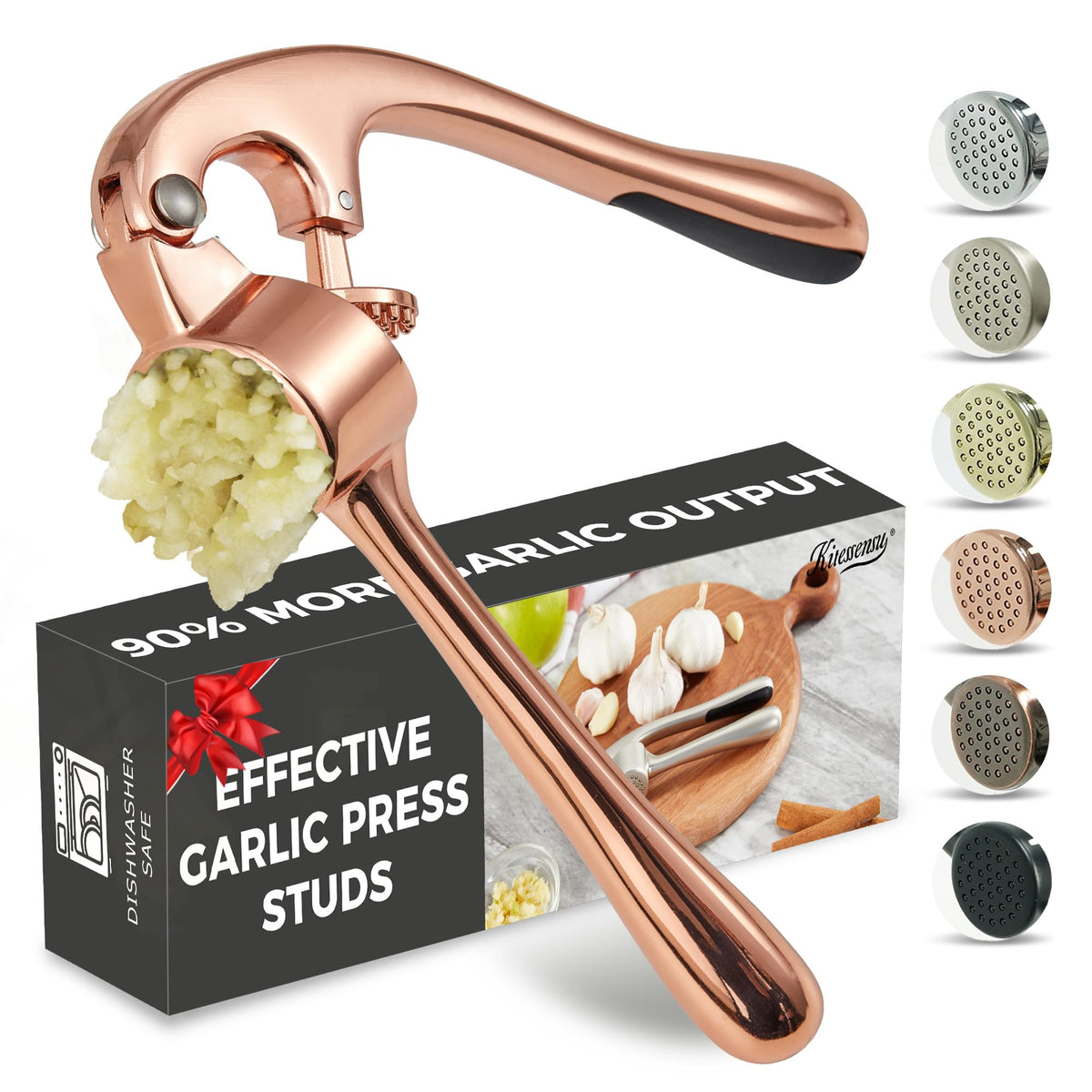 Premium Garlic Press, Professional Garlic Mincer, Easy to Squeeze and Clean, Rust Proof, Efficient Ginger Crusher - Sliver