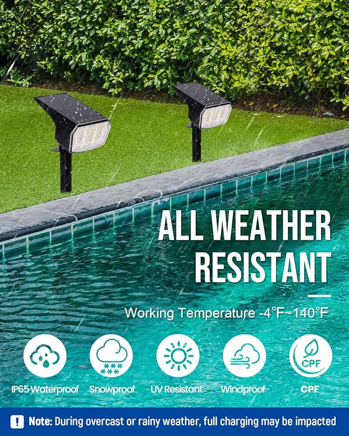 Solar Spot Lights Outdoor 63 LED 3 Lighting,Waterproof IP65 Modes Spotlights for Outside House Yard Garden Landscape Lights 6 Pack (Natural Light)