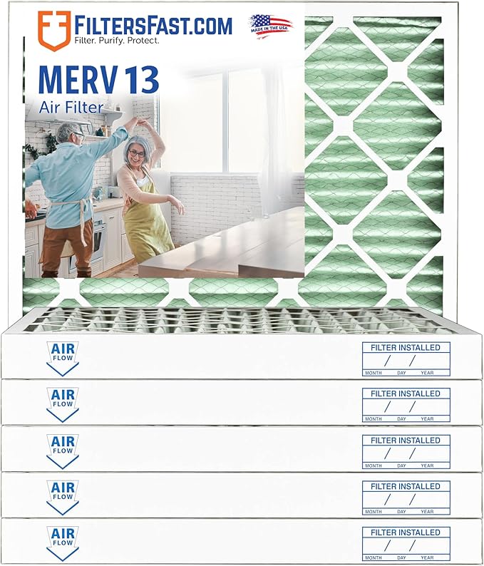 Filters Fast 20x25x2 Pleated Air Filter Merv 13, 2 Inch AC Furnace Air Filters