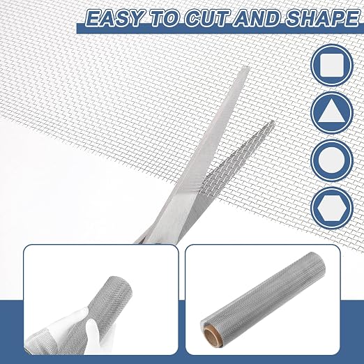 uxcell 16 Mesh 39" x 12" Woven Wire Mesh, 304 Stainless Steel Air Vent Filter