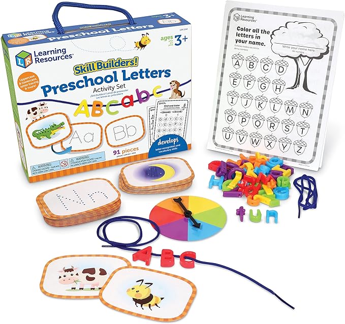 Learning Resources Skill Builders Preschool Letters - Vocabulary Skills, Alphabet Classroom Must Haves, Teacher Supplies, ABC Montessori, Phonics and Reading Games, Fine Motor, Birthday Gift