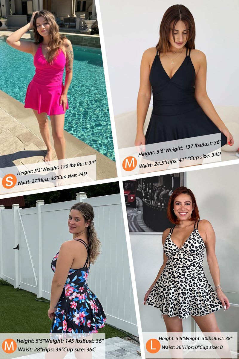 Daci Black Womens One Piece Swim Dress-Modest Tummy Control Swimdress Bathing Suit 2026 Ruched Swimsuit with Skirt L
