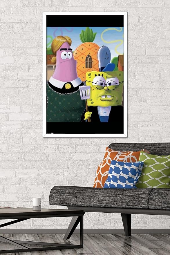 Trends International Nickelodeon Spongebob - American Gothic Wall Poster, 22.375" x 34", White Framed Version