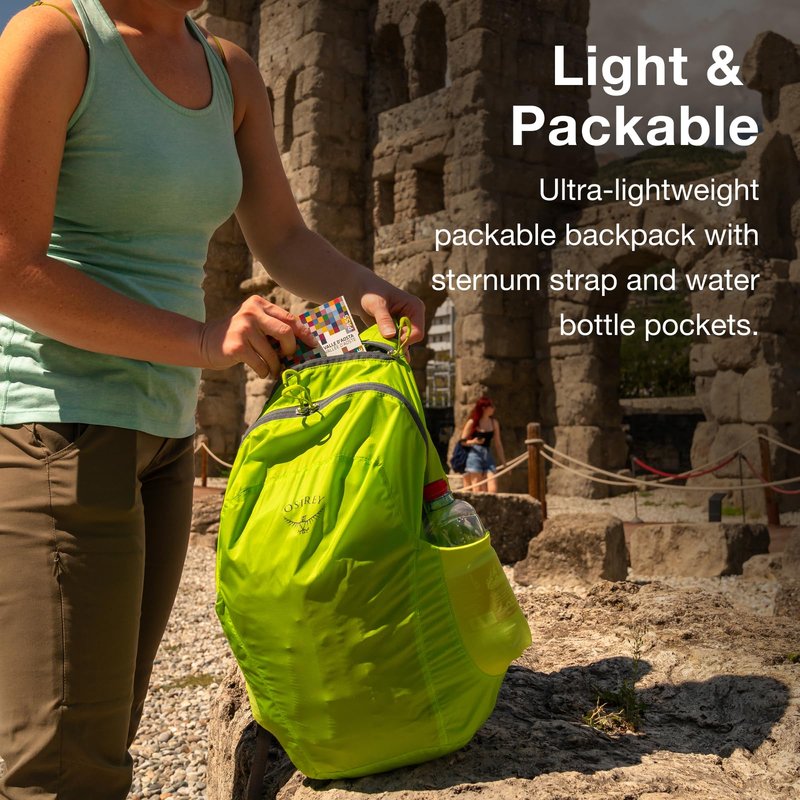 Osprey Ultralight Collapsible Stuff Pack - Lightweight, Packable Travel Backpack — Extra Bag For Travel and Every Day — 18 L Capacity Daypack to Expand Luggage, Black