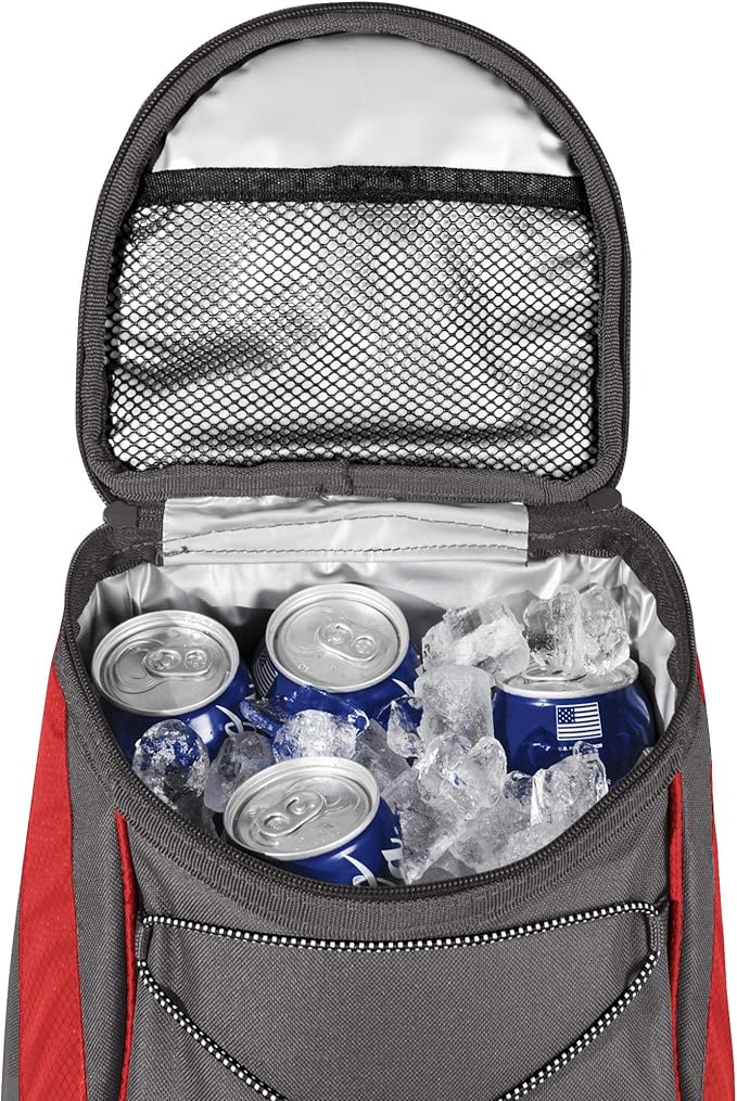 PICNIC TIME Disney Mickey Mouse Backpack Cooler, Insulated Leakproof Soft Cooler Backpack, Waterproof Lunch Bag, Portable Hiking Backpack Ice Chest for Picnic, Beach, Camping & Travel (Red Gray)