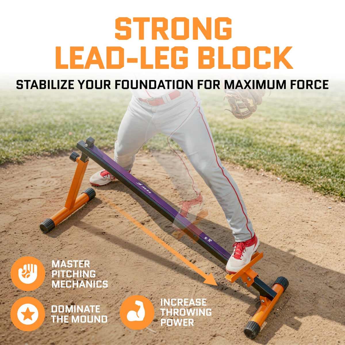 ACELETIQS Baseball Pitching Lead Leg Trainer – Adjustable Stride & Resistance Trainer for Pitchers – Improve Power, Balance & Mechanics – Heavy-Duty Steel Pitching Training Aid