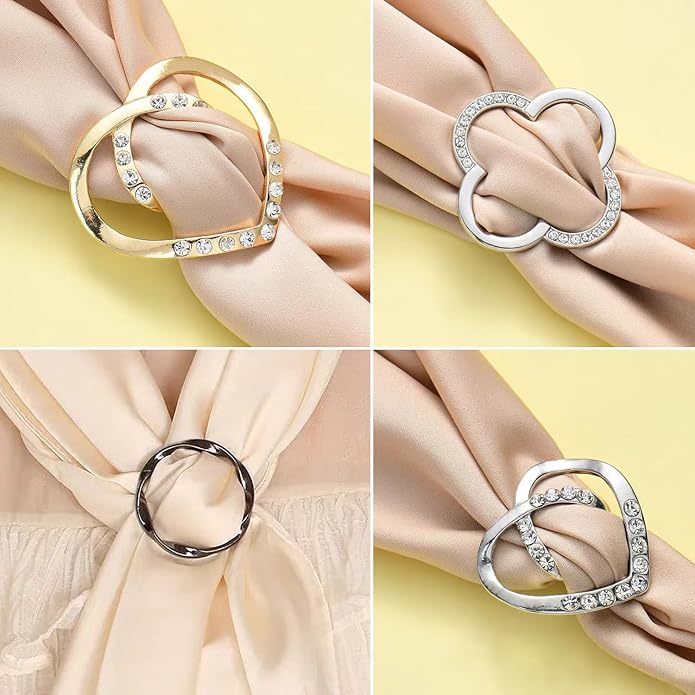 18 Pcs Shirt Ties Clips For Women, T Shirt Tie Or Rings Clips For Women For The Side, Scarf Ring Clip Tightener For Loose Clothes Corner Knotted Button Fashion Metal Round Circle Shirt Clip Buckle