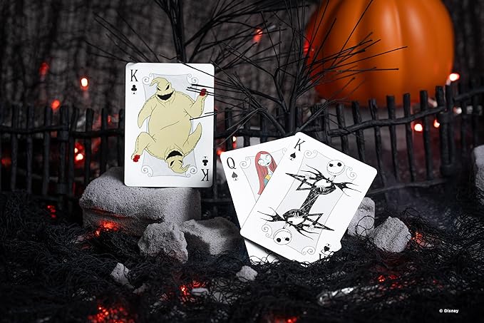 Disney Tim Burton's Nightmare Before Christmas Inspired Playing Cards Featuring Jack Skellington, 1 Deck for Halloween Gifts, Christmas Stocking Stuffers, or Vacation Travel Games