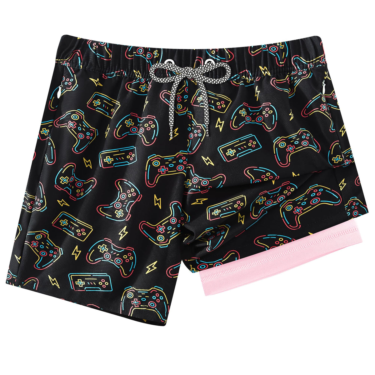 APTRO 2 in 1 Boy's Swim Trunks Quick Dry Kids Bathing Suits Zipper Pockets Board Shorts G07-Game 5-6