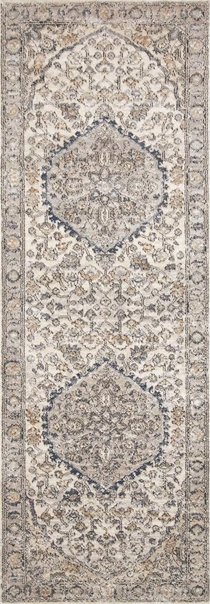Loloi Teagan Collection TEA-01 Natural/Lt. Grey 2'-8" x 10'-6" Runner Rug, Large, Soft Neutral Rug, High-Traffic for Living Room, Bedroom, Home Office, Dining Area