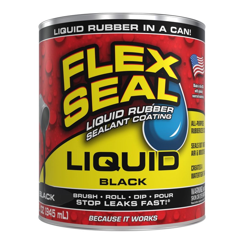 Flex Seal Liquid, Rubber Coating Sealant, Waterproof, Flexible, Breathable, and UV Resistant, Roof Repair, Basements, RV, Campers, Trailers, Marine, EPDM, Masonry, Black, 32 oz
