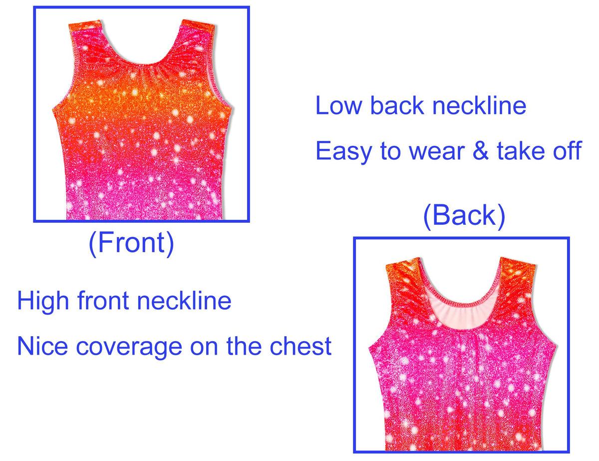 Domusgo Leotards for Girls Gymnastics Size 7-8 Years Old Sleeveless Red Rose Athletic Unitards Kids Workout Bodysuits