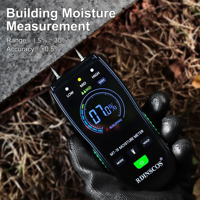RDINSCOS Digital Moisture Meter Pin-Type Wood Moisture Detector