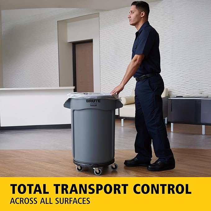 Rubbermaid Commercial Products BRUTE Dolly Black Fits 20 gallon, 32 gallon, 44 gallon, and 55 gallon BRUTE Containers, for Restaurants/Back of House/Offices/Warehouses/Airports/Commercial Environments