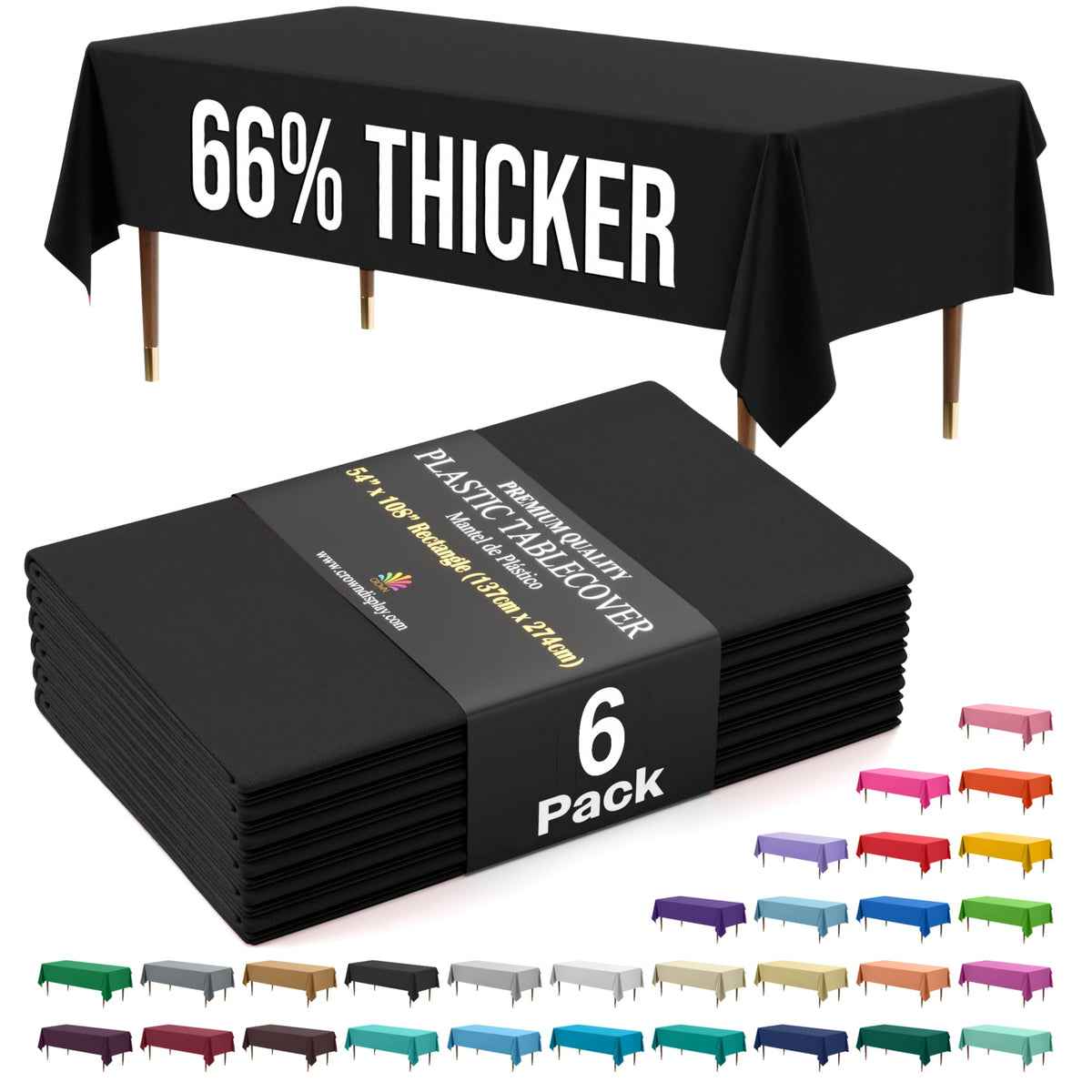 Exquisite Party Solids 66% Thicker Premium Plastic Table Cloth Rectangle Table Cover 0.5 Mil 12 Pack Red Table Cloth 54 Inch x 108 Inch Disposable Tablecloth Won't Tear Easily Like Cheap Thin Brands
