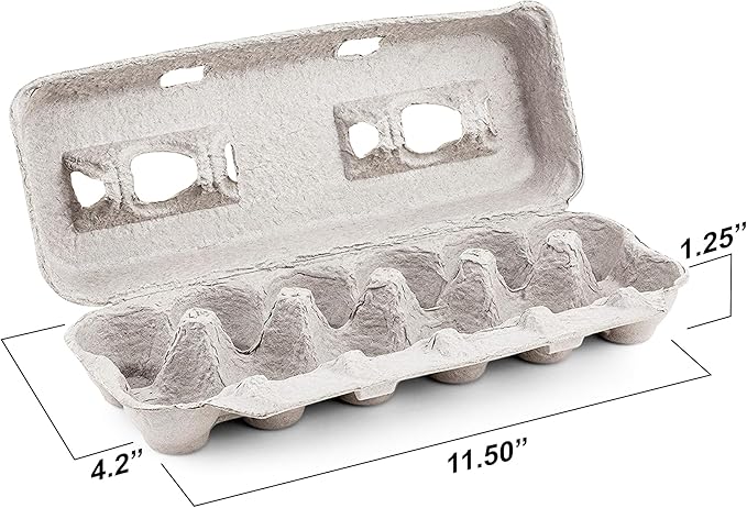 MT Products Blank Natural Pulp Egg Cartons Bulk - Made in USA - Holds Up to Twelve Eggs - 1 Dozen - Cardboard Material Perfect For Storing Extra Eggs (25 Pieces)