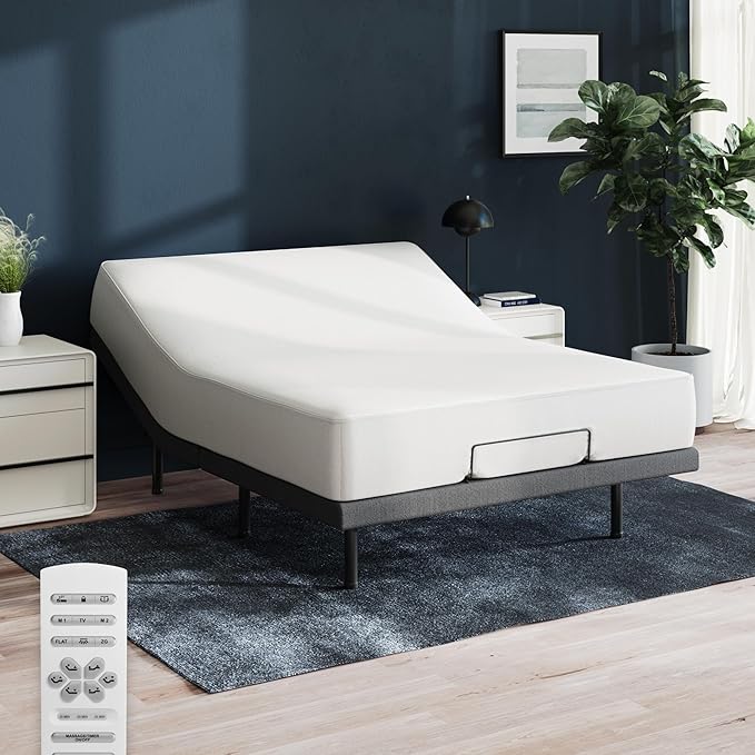 Nectar Ultra Queen Adjustable Base & 15” Hybrid Mattress - Head & Foot Incline - Innerspring Coils - Medium Firm Memory Foam - Cooling Upgrade - 3 Massage Settings - 365-Night Mattress Trial