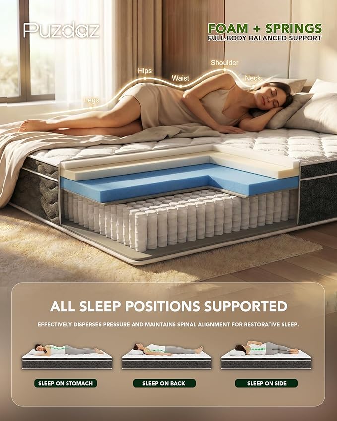 Twin Mattress 10 Inch Twin Size Mattresses - Memory Foam & Individually Pocket Coils Springs, Pressure Relief | Motion Isolation, Edge Support, CertiPUR-US Certified, Medium Firm
