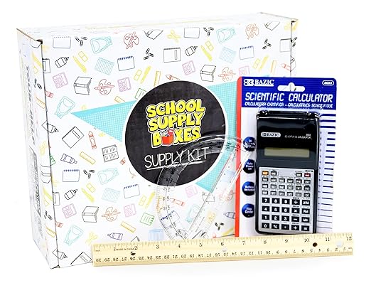 School Supply Boxes | STEM Class Bundle (1 Box) | Back to School Essentials Kit for Students & Teachers | Includes a Calculator, Graph Ruled Filler Paper, a Protractor, & More