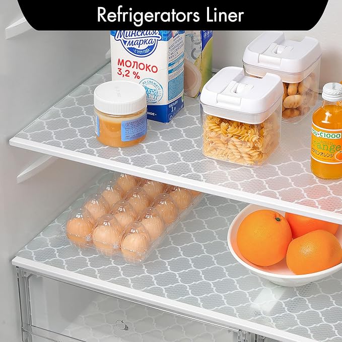 Cooyes Shelf Liner for Kitchen Cabinets – Non-Adhesive Waterproof EVA Liner for Drawers and Cabinets – Durable, Easy-to-Cut Shelf Paper with Modern Pattern