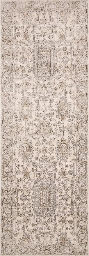 Loloi Teagan Collection TEA-03 Ivory/Sand 6'-7" x 9'-2" Area Rug, Large, Soft Neutral Rug, High-Traffic for Living Room, Bedroom, Home Office, Dining Area