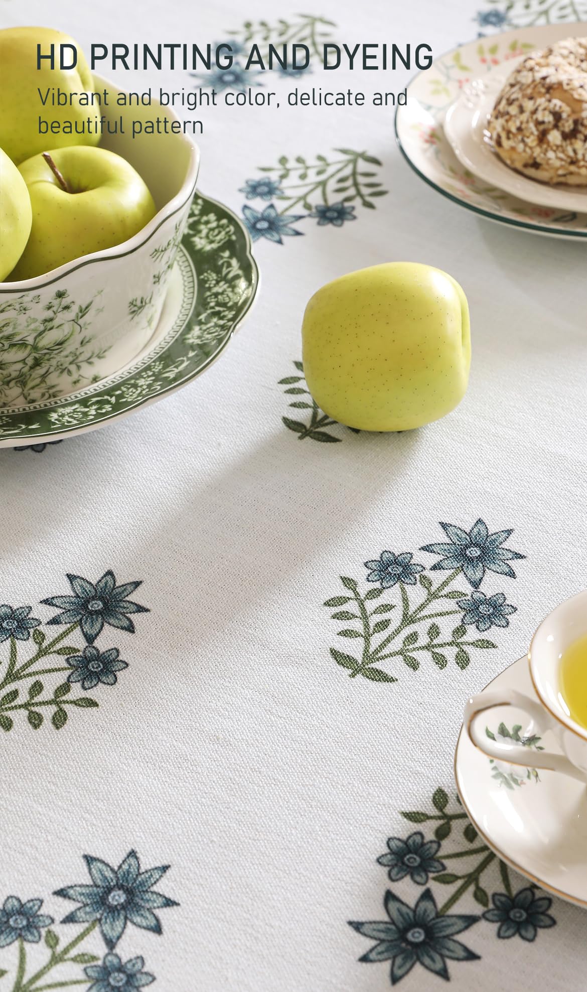 ISAENNE Designer Vintage Linen Rectangular Tablecloth,118"x67"-Chauffrey D