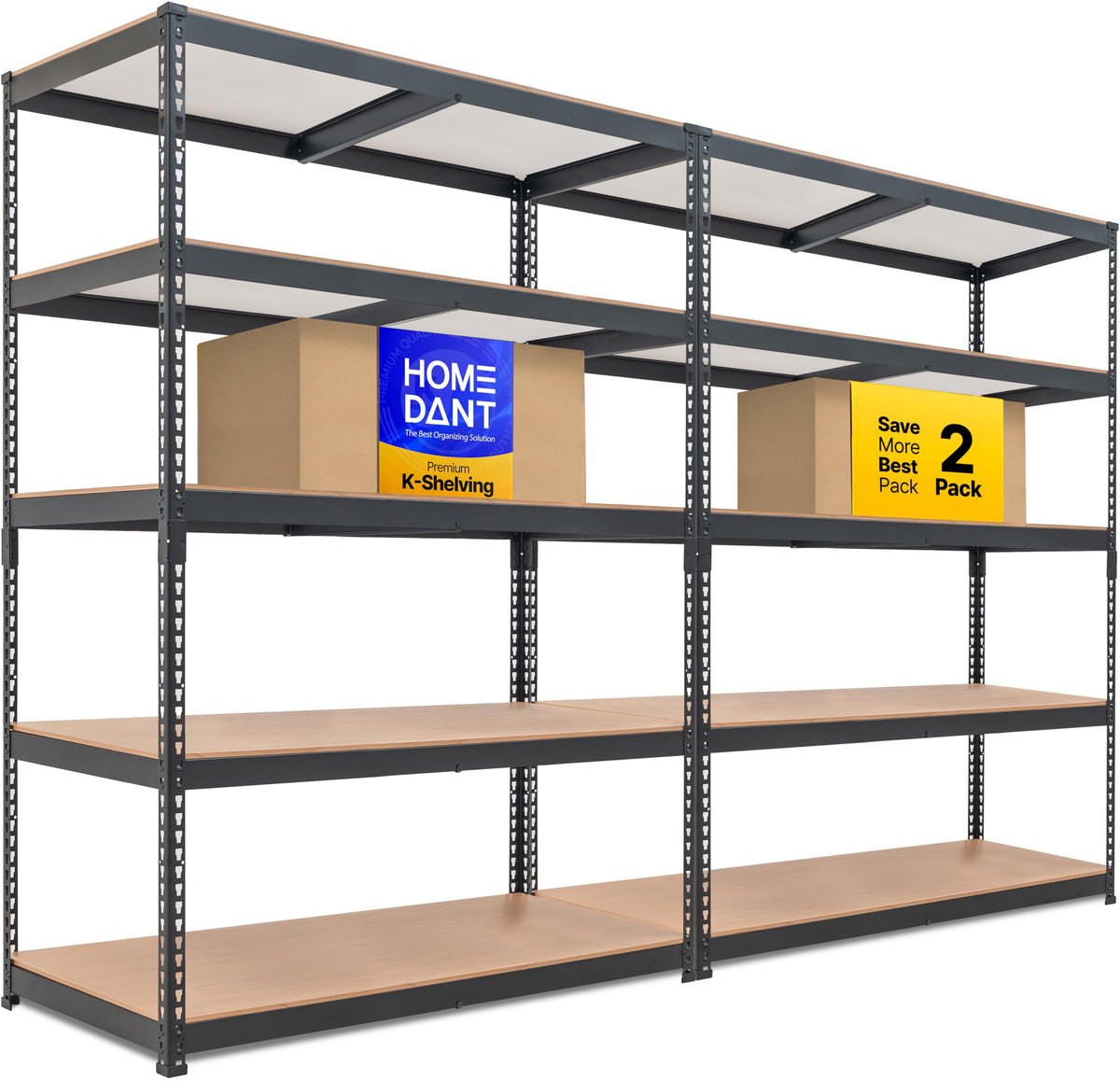 HOMEDANT White 28" W 5 Tier Storage Shelves Garage Shelving Unit Metal