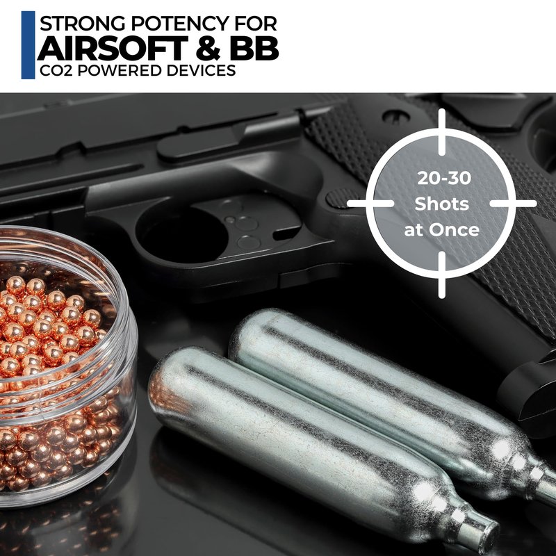 ICO 20pcs 12 Gram CO2 Cartridges Non-Threaded for BB Gun, Pellet Gun, Airsoft Pistol, and Paintball Markers