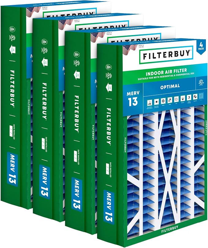Filterbuy 14.5x27x5 Air Filter MERV 13 Optimal Smoke & Allergy Defense