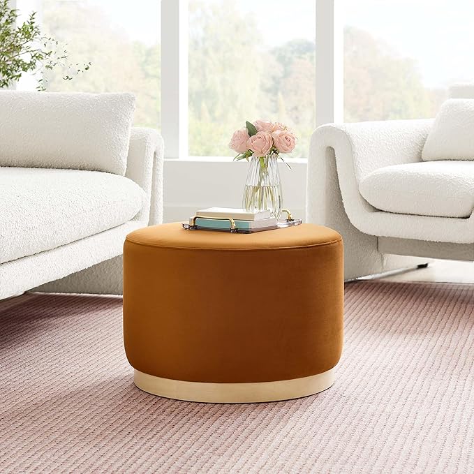 Modway Large 23" Round Performance Velvet Upholstered Upholstered Ottoman
