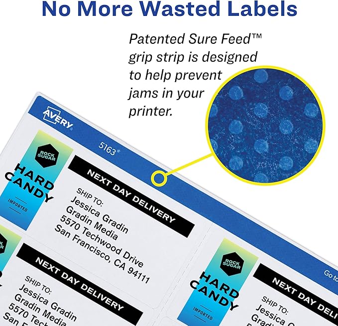 Avery ID Labels, Sure Feed Technology, Permanent Adhesive, 2" x 2-5/8", 225 Labels (6572)