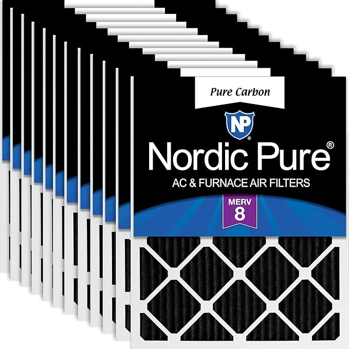 Nordic Pure 16x25x1 Pure Carbon Pleated Odor Reduction Furnace Air Filters 12