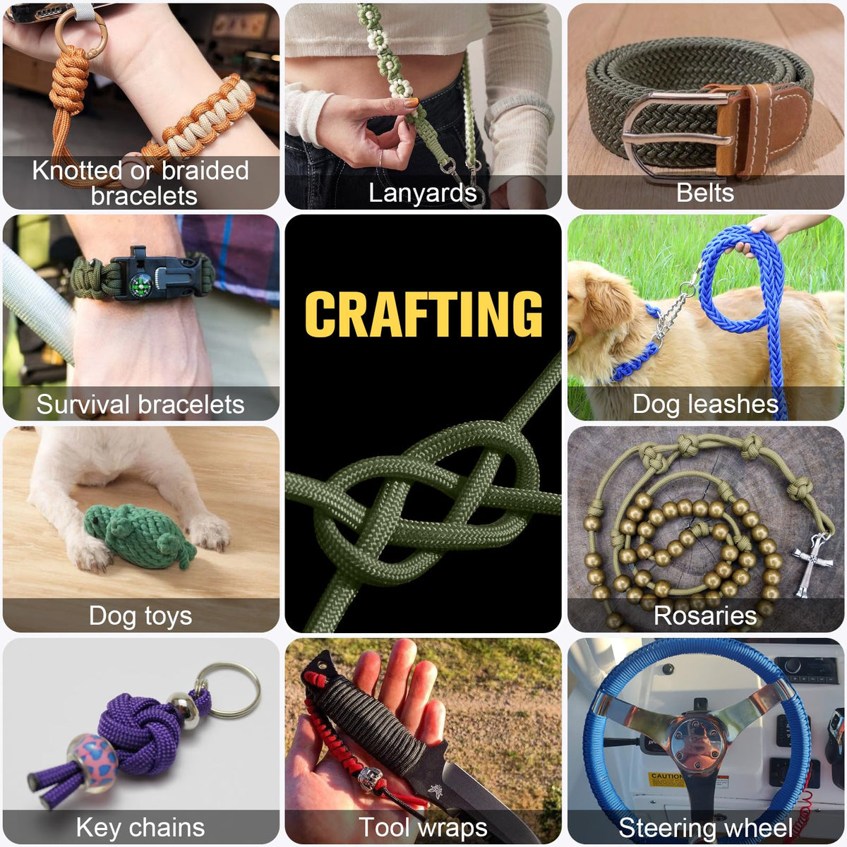Paracord Rope 550 lb - 50ft 5/32" Parachute Cord 4MM 7-Strand para Cord - Heavy Duty Spool String for Survival,Camping Gear, Survival Bracelet, Clothesline - Army Green