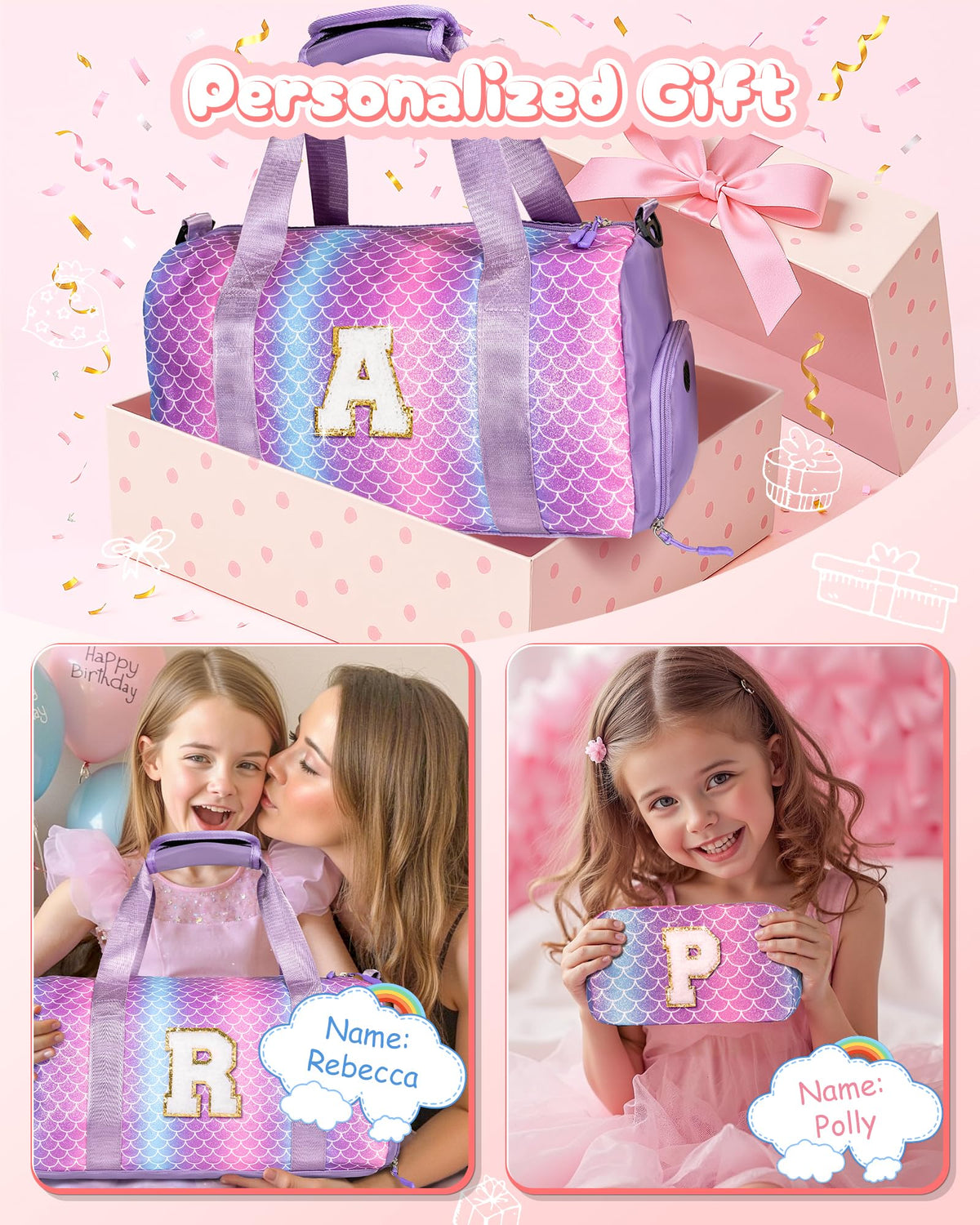 Vogewood Birthday Gift for Granddaughter-Girl Gym Bag with Shoe Compartment