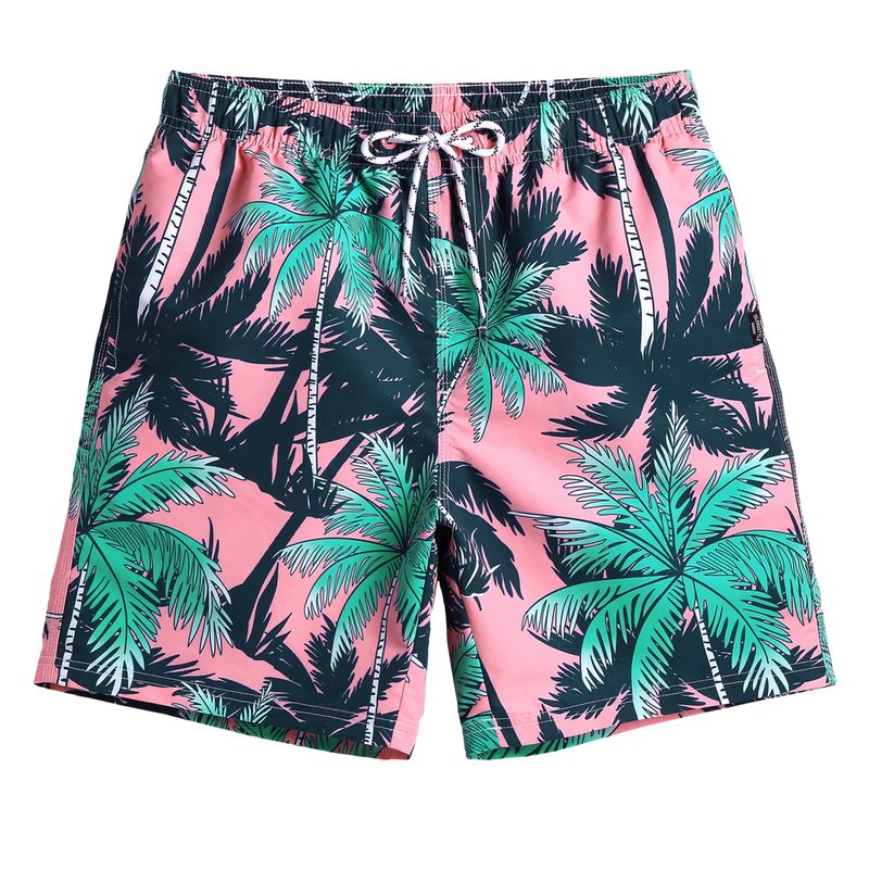 maamgic Mens Swim Trunks Quick Dry Swim Shorts with Mesh Lining Funny Swimwear Bathing Suits 7inch Pink Tree Medium