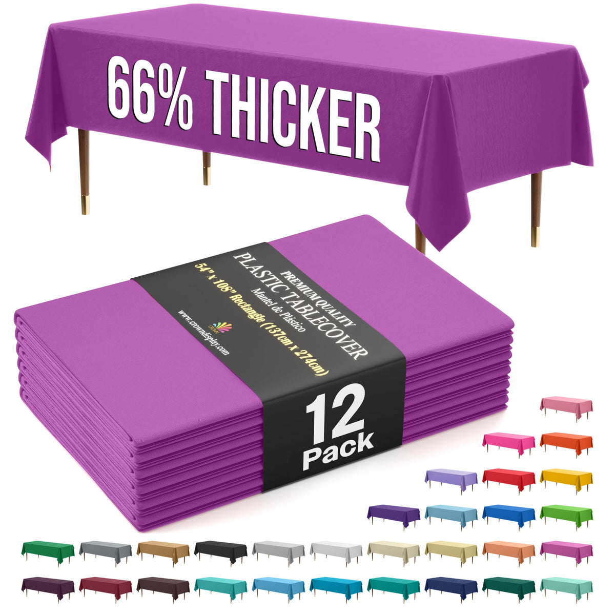 Exquisite Party Solids 66% Thicker Premium Plastic Table Cloth Rectangle Table Cover 0.5 Mil 12 Pack Red Table Cloth 54 Inch x 108 Inch Disposable Tablecloth Won't Tear Easily Like Cheap Thin Brands