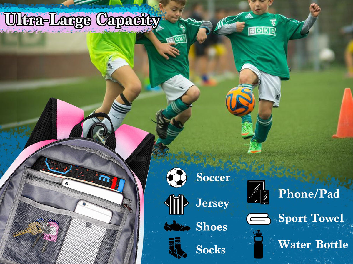 Moonlike Youth Soccer Bag, Soccer Backpack for Football Volleyball Basketball, Backpack with Ball Compartment and Ball Holder (Green)