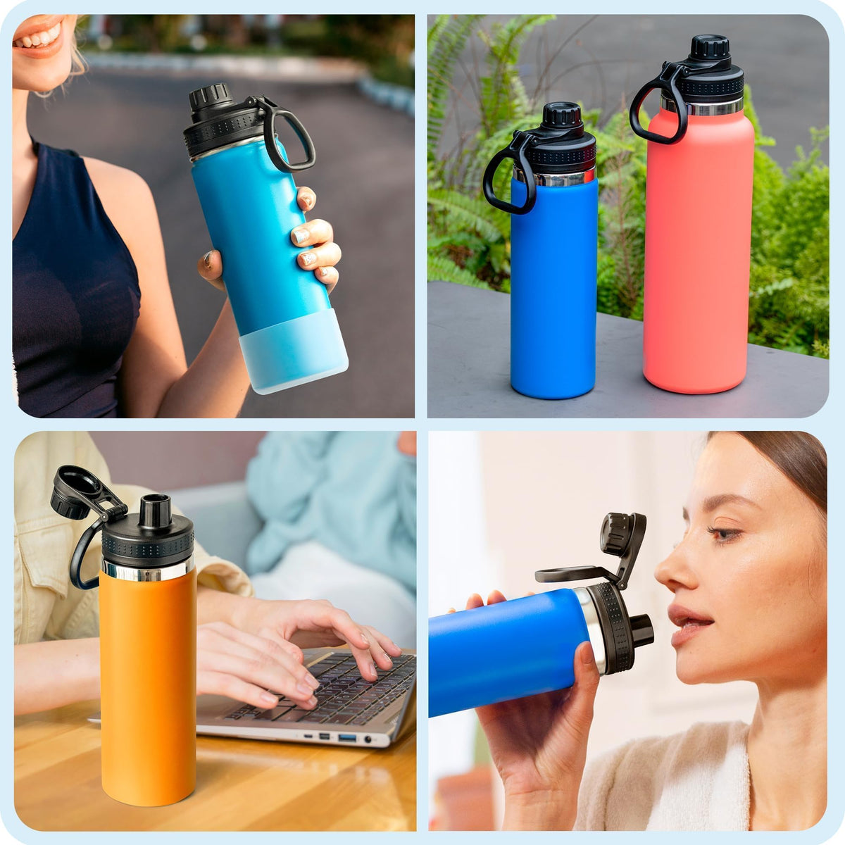 Prurex Spout Lid for Hydro Flask Wide Mouth Bottles | Replacement Lid Compatible with Hydroflask/Thermoflask/Iron Flask | 2-Pack BPA-Free Lids for 12-64oz Bottles (White 2 Pack)