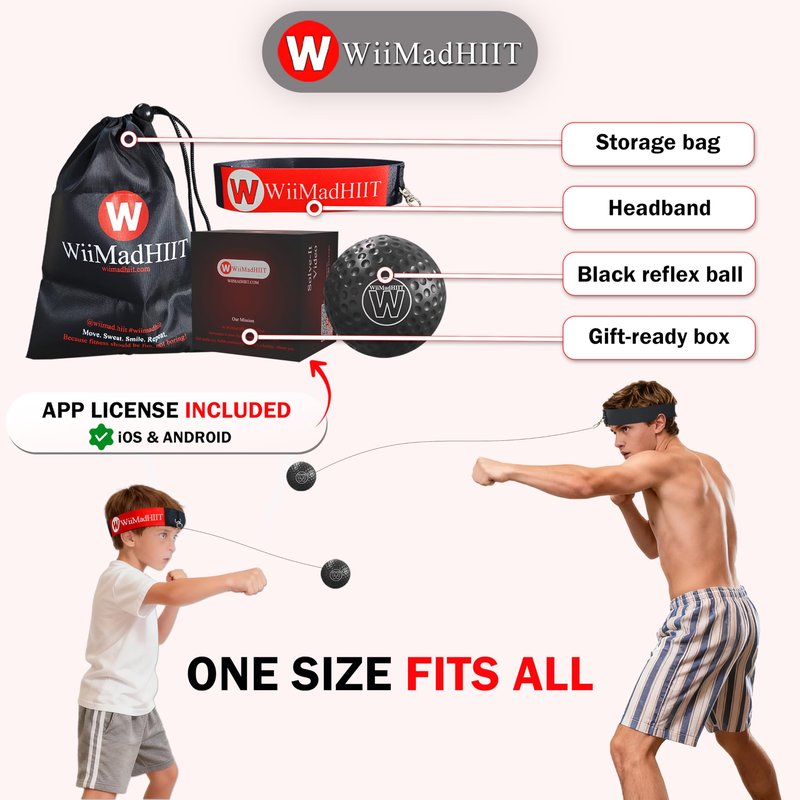 WiiMad Boxing Reflex Ball with Punch Counter App, Punching Ball with Headband, Workout Toy for Kids Teen Adults, Hand Eye Coordination Training | Boxing Equipment, Home Fun Punch Game