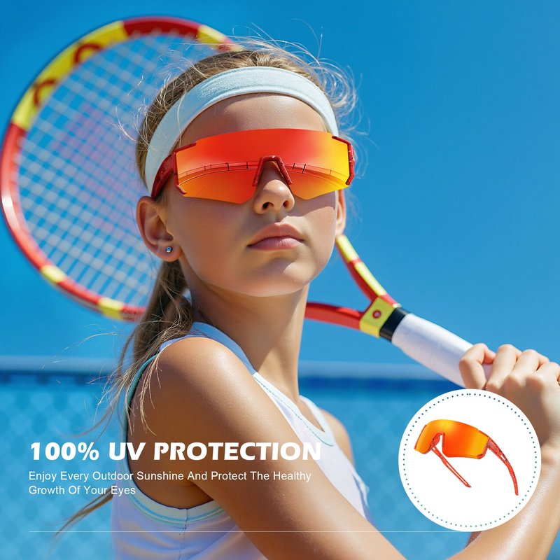 Fanshen Youth Baseball Sunglasses for Kids - Polarized Sunglasses Softball Cycling for Boys Girls Ages 3-12 UV Protection