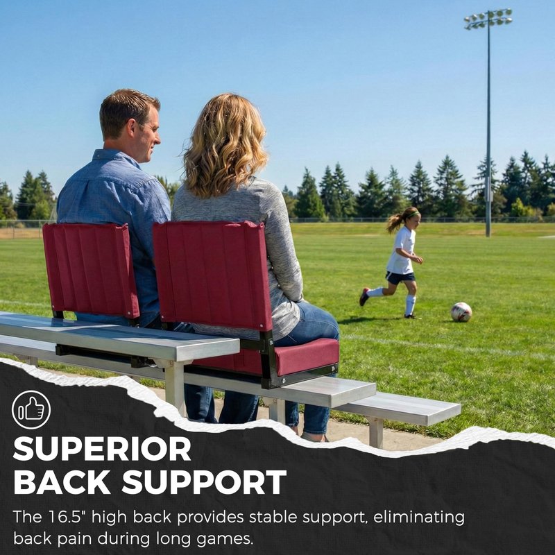 SPORT BEATS Stadium Seats with Back Support Bleacher Chairs with Back and Cushion Thick Padded Bleacher Seats Includes Shoulder Strap Maroon 2pcs Standard