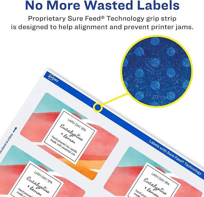 Avery Matte White Rectangle Labels, Sure Feed Technology, 2" x 3", 2,000 Matte White Printable Labels