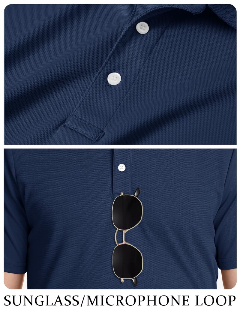 TACVASEN Mens Golf Shirt Dry Fit Mens Polo Shirts Short Sleeve Performance Golf Polos for Men with Collar Work Shirts Navy, S