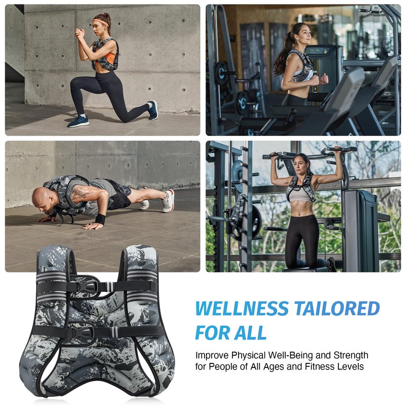 ZELUS Weighted Vest, 6lb/8lb/12lb/16lb/20lb/25lb/30lb Weight Vest for Men Women with Storage Pocket & Reflective Strips for Workout Strength Training Running Muscle Building, Urban Gray Camo (20 lb)