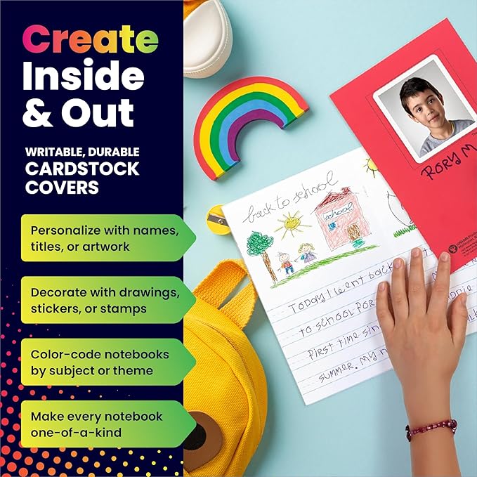 Hygloss Half Blank Books for Kids to Write Stories and Illustrate – Bulk 48 Pack – 5.5" x 8.5" A5 – Small Primary Journal for Grades K-2, Preschool/Kindergarten Notebook with Picture Space – 24 Pages